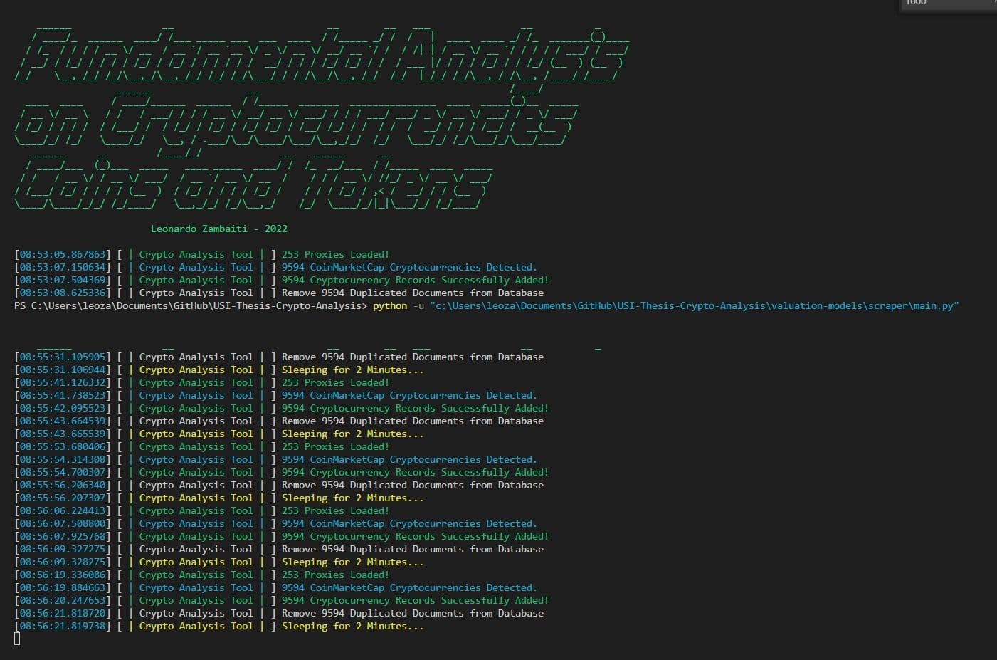 Cryptocurrency Fundamental Analysis Scraper